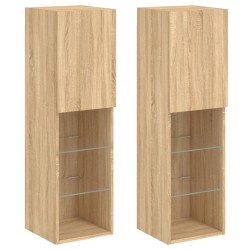 vidaXL Muebles de TV con luces LED 2 uds roble Sonoma 30,5x30x102 cm