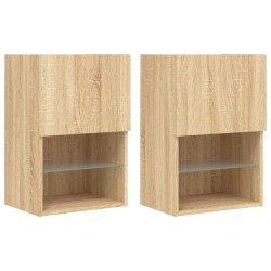 vidaXL Muebles de TV con luces LED 2 uds roble Sonoma 40,5x30x60 cm
