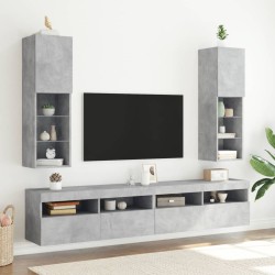 vidaXL Muebles de TV con luces LED 2 uds gris hormigón 30,5x30x102 cm
