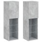 vidaXL Muebles de TV con luces LED 2 uds gris hormigón 30,5x30x102 cm