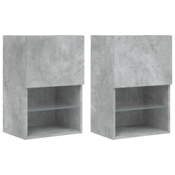 vidaXL Muebles de TV con luces LED 2 uds gris hormigón 40,5x30x60 cm