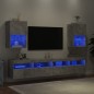 vidaXL Muebles de TV con luces LED 2 uds gris hormigón 40,5x30x60 cm vidaXL Muebles de TV con luces LED 2 uds gris hormigón 40,5x30x60 cm