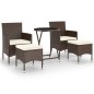 vidaXL Set bistró jardín 5 pzas ratán sintético vidrio templado marrón vidaXL Set bistró jardín 5 pzas ratán sintético vidrio templado marrón