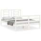 vidaXL Estructura de cama con cabecero madera maciza blanco 140x190 cm vidaXL Estructura de cama con cabecero madera maciza blanco 140x190 cm