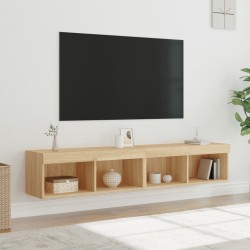 vidaXL Muebles de TV con luces LED 2 uds roble Sonoma 80x30x30 cm