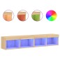 vidaXL Muebles de TV con luces LED 2 uds roble Sonoma 80x30x30 cm