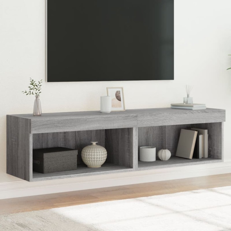 vidaXL Mueble de TV con luces LED gris Sonoma 60x30x30 cm