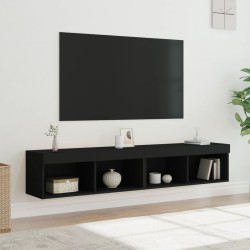 vidaXL Muebles de TV con luces LED 2 uds negro 80x30x30 cm