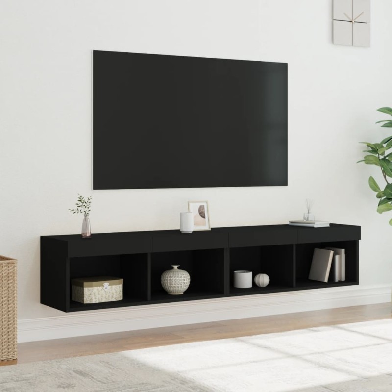vidaXL Muebles de TV con luces LED 2 uds negro 80x30x30 cm vidaXL Muebles de TV con luces LED 2 uds negro 80x30x30 cm