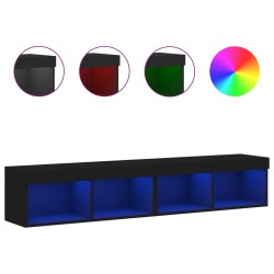 vidaXL Muebles de TV con luces LED 2 uds negro 80x30x30 cm