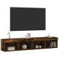 vidaXL Muebles de TV con luces LED 2 uds roble ahumado 80x30x30 cm vidaXL Muebles de TV con luces LED 2 uds roble ahumado 80x30x30 cm