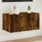 vidaXL Mueble de TV de pared con luces LED roble ahumado 60x35x31 cm