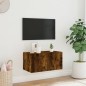 vidaXL Mueble de TV de pared con luces LED roble ahumado 60x35x31 cm