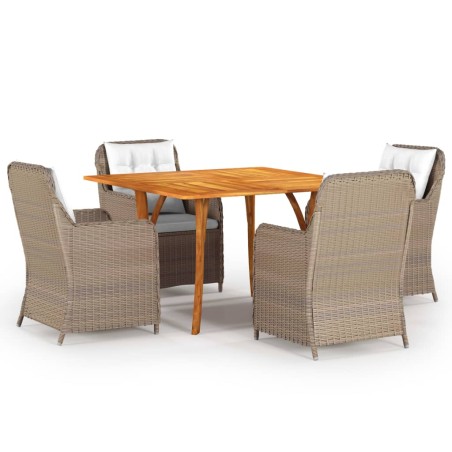 vidaXL Juego de comedor para jardín 5 piezas marrón