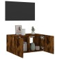 vidaXL Mueble de TV de pared con luces LED roble ahumado 60x35x31 cm