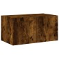 vidaXL Mueble de TV de pared con luces LED roble ahumado 60x35x31 cm