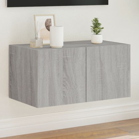 vidaXL Mueble de TV de pared con luces LED gris Sonoma 60x35x31 cm