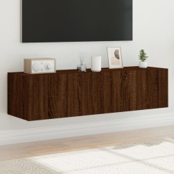 vidaXL Muebles de TV de pared luces LED 2 uds marrón roble 60x35x31 cm