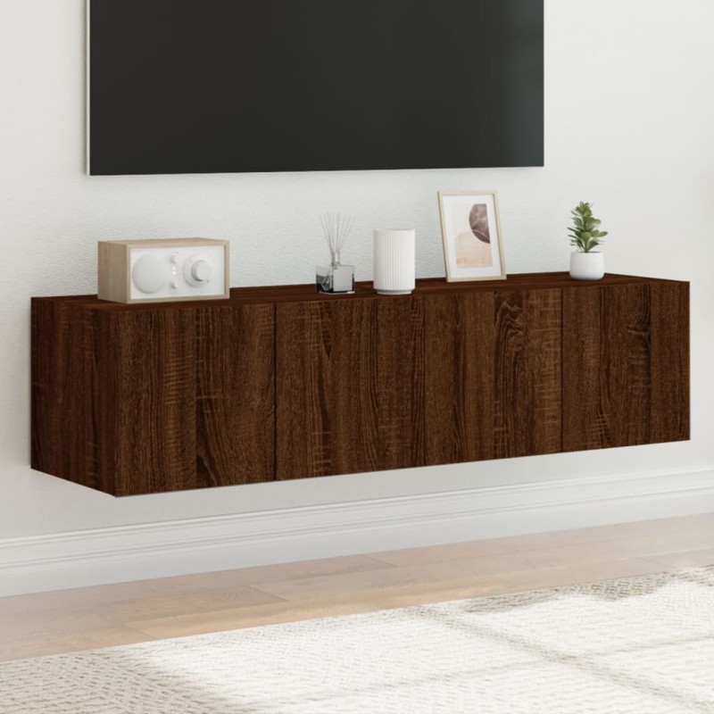 vidaXL Muebles de TV de pared luces LED 2 uds marrón roble 60x35x31 cm vidaXL Muebles de TV de pared luces LED 2 uds marrón roble 60x35x31 cm