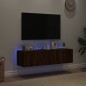 vidaXL Muebles de TV de pared luces LED 2 uds marrón roble 60x35x31 cm vidaXL Muebles de TV de pared luces LED 2 uds marrón roble 60x35x31 cm