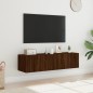 vidaXL Muebles de TV de pared luces LED 2 uds marrón roble 60x35x31 cm vidaXL Muebles de TV de pared luces LED 2 uds marrón roble 60x35x31 cm