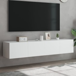 vidaXL Muebles de TV de pared con luces LED 2 uds blanco 80x35x31 cm