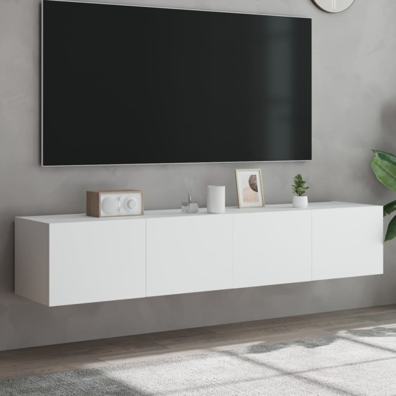vidaXL Muebles de TV de pared con luces LED 2 uds blanco 80x35x31 cm