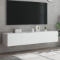 vidaXL Muebles de TV de pared con luces LED 2 uds blanco 80x35x31 cm