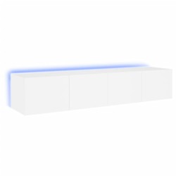 vidaXL Muebles de TV de pared con luces LED 2 uds blanco 80x35x31 cm