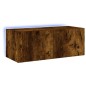 vidaXL Mueble de TV de pared con luces LED roble ahumado 80x35x31 cm