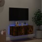 vidaXL Mueble de TV de pared con luces LED roble ahumado 80x35x31 cm