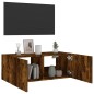 vidaXL Mueble de TV de pared con luces LED roble ahumado 80x35x31 cm