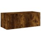 vidaXL Mueble de TV de pared con luces LED roble ahumado 80x35x31 cm