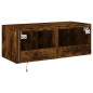 vidaXL Mueble de TV de pared con luces LED roble ahumado 80x35x31 cm
