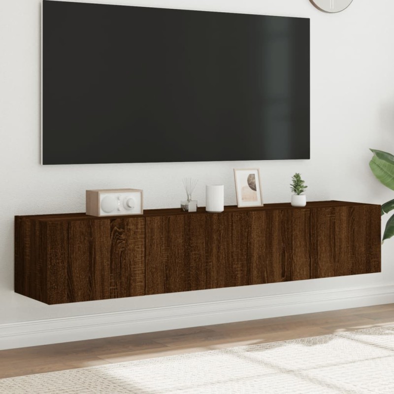 vidaXL Muebles TV de pared luces LED 2 uds marrón roble 80x35x31 cm vidaXL Muebles TV de pared luces LED 2 uds marrón roble 80x35x31 cm