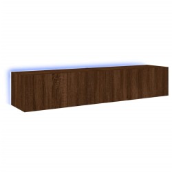 vidaXL Muebles TV de pared luces LED 2 uds marrón roble 80x35x31 cm
