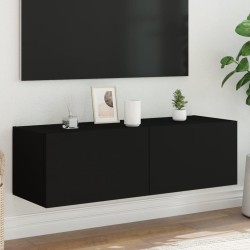 vidaXL Mueble de TV de pared con luces LED negro 100x35x31 cm