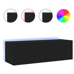 vidaXL Mueble de TV de pared con luces LED negro 100x35x31 cm