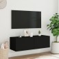 vidaXL Mueble de TV de pared con luces LED negro 100x35x31 cm vidaXL Mueble de TV de pared con luces LED negro 100x35x31 cm