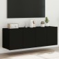 vidaXL Muebles de TV de pared con luces LED 2 uds negro 60x35x41 cm 