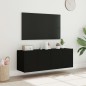 vidaXL Muebles de TV de pared con luces LED 2 uds negro 60x35x41 cm 