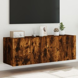 vidaXL Muebles TV de pared luces LED 2 uds roble ahumado 60x35x41 cm