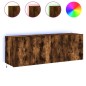 vidaXL Muebles TV de pared luces LED 2 uds roble ahumado 60x35x41 cm