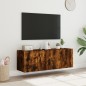 vidaXL Muebles TV de pared luces LED 2 uds roble ahumado 60x35x41 cm