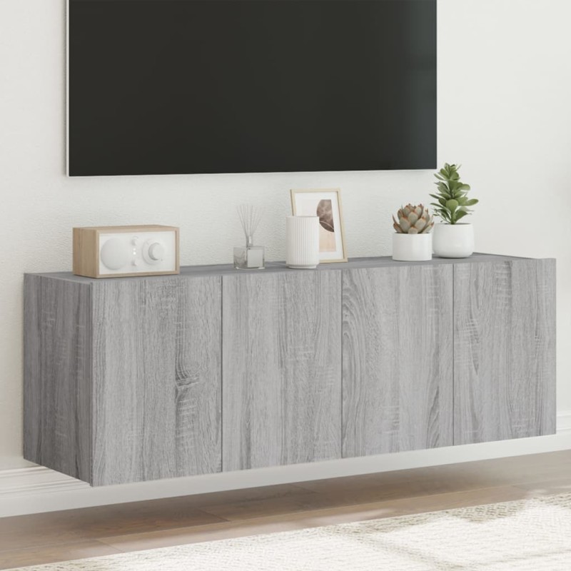 vidaXL Muebles TV de pared con luces LED 2 uds gris Sonoma 60x35x41 cm vidaXL Muebles TV de pared con luces LED 2 uds gris Sonoma 60x35x41 cm
