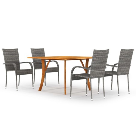vidaXL Juego de comedor para jardín 5 piezas gris