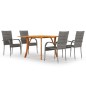 vidaXL Juego de comedor para jardín 5 piezas gris vidaXL Juego de comedor para jardín 5 piezas gris