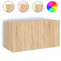 vidaXL Mueble de TV de pared con luces LED roble Sonoma 80x35x41 cm