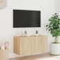 vidaXL Mueble de TV de pared con luces LED roble Sonoma 80x35x41 cm