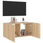 vidaXL Mueble de TV de pared con luces LED roble Sonoma 80x35x41 cm